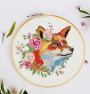 Stickdatei Stickzebra Fuchs mit Blumenkranz