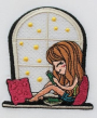 Stickdatei Stickzebra Mädchen mit Buch, duits