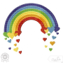 Borduurbestand Stickzebra Regenbogen mit Herzen, Duits