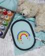 Borduurbestand Stickzebra Regenbogen mit Herzen, Duits
