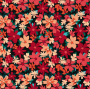 Tissu satin de coton stretch Fleurs Flower love, noir