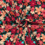 Tissu satin de coton stretch Fleurs Flower love, noir