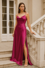 Tissu satin de coton stretch, rouge magenta