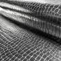 Tissu lamé jersey stretch effet vinyle Croco, argent