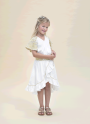 Tissu satin stretch, blanc cassé