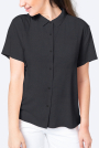 Tissu lin viscose stretch, noir
