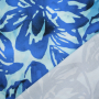 Tissu viscose stretch popeline Fleurs Flowers, bleu