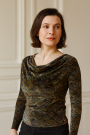 Stretch Velour Peacock Style, black