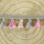 Flosjesband Metallic, grijs, roze