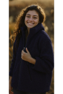 Teddy fleece doubleface, donkerblauw