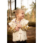 Tissu sherpa peluche teddy brodé léger, blanc cassé