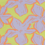 Viscose linnen abstract flowers, lime