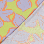 Viscose linnen abstract flowers, lime