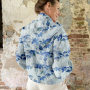 Viscose Linnen bloemranken, blauw