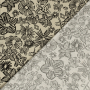 Viscose linen mix drawn flowers, greige