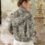 Viscose linen mix drawn flowers, greige