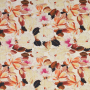 Tissu lin viscose Fleurs Flower Love, terracotta