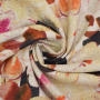Tissu lin viscose Fleurs Flower Love, terracotta