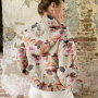 Tissu lin viscose Fleurs Flower Love, terracotta
