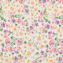 Tissu crêpe viscose lin Fleurs Flowers, beige