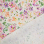 Tissu crêpe viscose lin Fleurs Flowers, beige