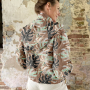 Viscose linnen Monstera Leaves, bruin
