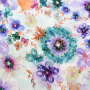 Viscose Linnen spring flowers, vaalmintgroen