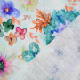 Viscose Linnen spring flowers, vaalmintgroen