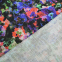 Tissu lin viscose Fleur Pensée, noir