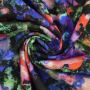Tissu lin viscose Fleur Pensée, noir