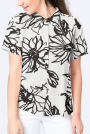 Viscose linnen sunflowers, wit