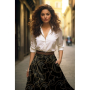 Tissu jersey viscose mélangé Chaînes Chains, noir