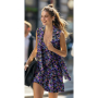 Tissu jersey viscose mélangé Fleurs Flowers, noir