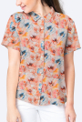Viscose Popeline beautiful flowers, lichtoranje