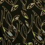 Tissu popeline viscose Oiseaux Birds, vert olive foncé