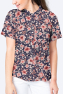 Viscose Popeline lovely flowers, marineblauw