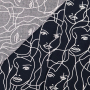 Tissu viscose popeline Visage abstrait Silhouette, bleu marine