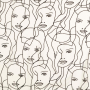 Tissu viscose popeline visage abstrait Silhouette, blanc