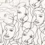 Tissu viscose popeline visage abstrait Silhouette, blanc