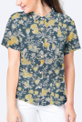 Viscose poplin wildflowers, dark teal