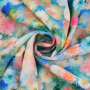 Viscose Popeline wonderful flowers, aquablauw