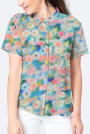 Viscose Popeline wonderful flowers, aquablauw
