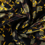 Viscose satin abstract flowers, olive green