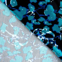 Viscose satin abstract flowers, teal