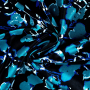 Viscose satin abstract flowers, teal