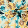 Viscose satijn flower love, licht mintgroen