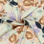 Tissu satin de viscose Fleurs Flower love, sable
