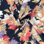 Viscose satijn flower dream, marineblauw