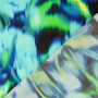 Viscose satin Blurred Flowers, turquoise