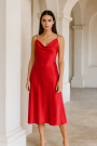 Viscose satijn Ellen, rood
